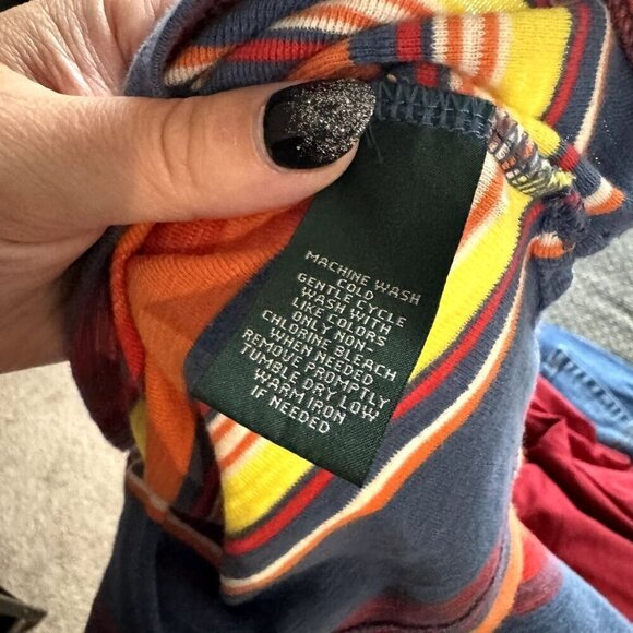 VTG Y2K Polo Jeans Co Ralph Lauren Baby Doll Tee Shirt Small Striped Colorful - Picture 7 of 7